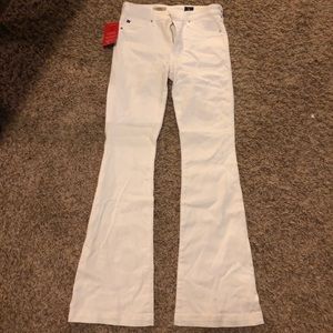 white flared jeans
